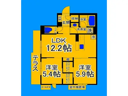 JR阪和線 三国ケ丘駅 徒歩11分 3階建 築2年(2LDK/1階)の間取り写真