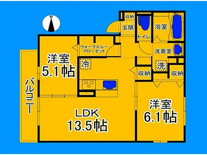 大阪メトロ御堂筋線 北花田駅 徒歩11分 3階建 築1年(2LDK/2階)の間取り写真