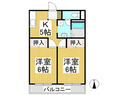 コーポラス桜井2(2K/2階)の間取り写真