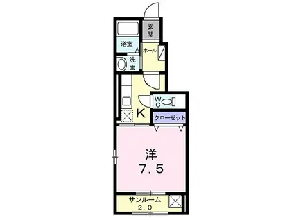 JR小海線 北中込駅 徒歩13分 2階建 築12年(1K/1階)の間取り写真