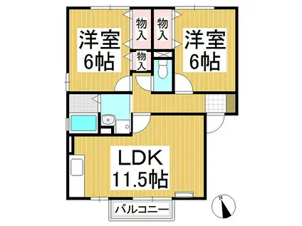 ネオ・ハーベスト(2LDK/1階)の間取り写真