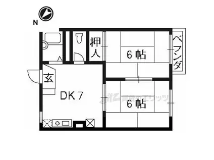 タウニーオオハタA棟(2DK/2階)の間取り写真