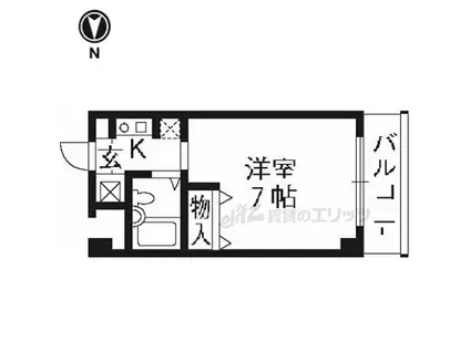 近鉄京都線 大久保駅(京都) 徒歩13分 5階建 築32年(1K/2階)の間取り写真