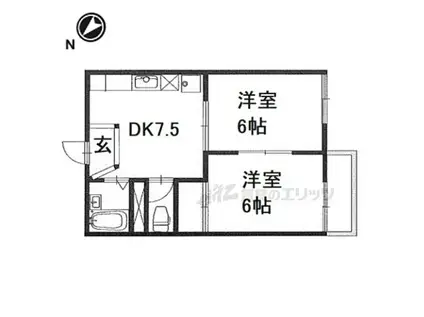 タウニィウエノ(2DK/1階)の間取り写真