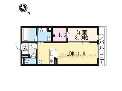 京都地下鉄東西線 小野駅(京都) 徒歩8分 3階建 築5年(1LDK/2階)の間取り写真