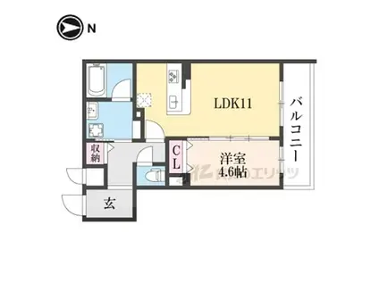 近鉄京都線 上鳥羽口駅 徒歩15分 5階建 築1年(1LDK/4階)の間取り写真