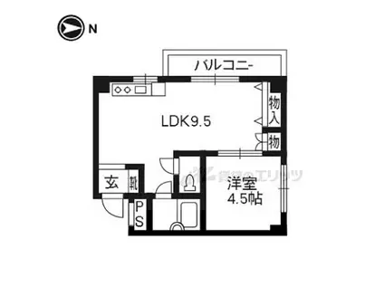 JR片町線(学研都市線) 京田辺駅 徒歩4分 4階建 築32年(1LDK/3階)の間取り写真