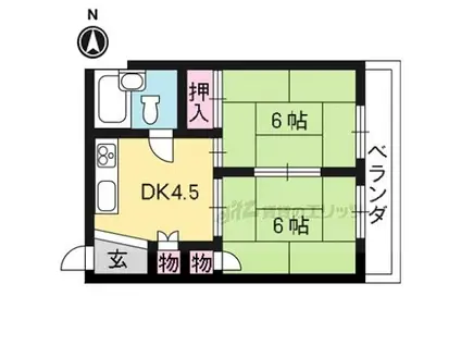 水度マンション(2DK/3階)の間取り写真