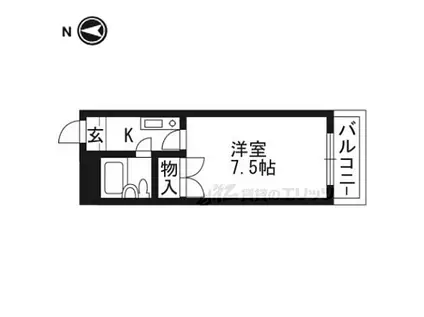 阪急京都本線 西山天王山駅 徒歩13分 4階建 築45年(1K/4階)の間取り写真