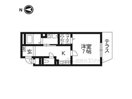 阪急京都本線 長岡天神駅 徒歩2分 3階建 築15年(1K/1階)の間取り写真