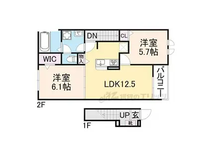 グリーンハイツ加茂II(2LDK/1階)の間取り写真