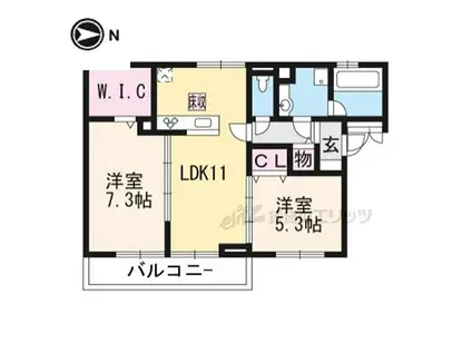 京都地下鉄東西線 椥辻駅 徒歩15分 3階建 築6年(2LDK/2階)の間取り写真