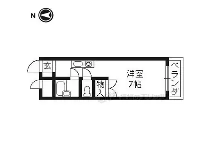 阪急京都本線 長岡天神駅 徒歩12分 3階建 築31年(1K/3階)の間取り写真