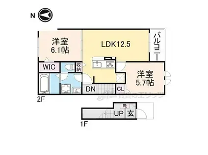 山城町平尾アパート(2LDK/2階)の間取り写真