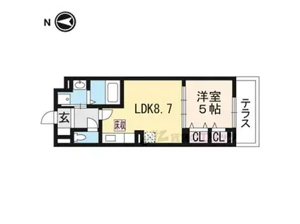 ルーミナス京田辺(1LDK/1階)の間取り写真