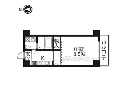 京阪本線 伏見桃山駅 徒歩6分 5階建 築26年(1K/4階)の間取り写真