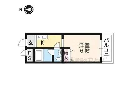 京阪宇治線 木幡駅(ＪＲ) 徒歩10分 3階建 築37年(1K/3階)の間取り写真