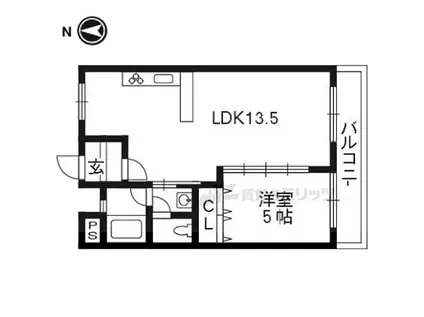 阪急京都本線 西山天王山駅 徒歩9分 3階建 築38年(1LDK/3階)の間取り写真