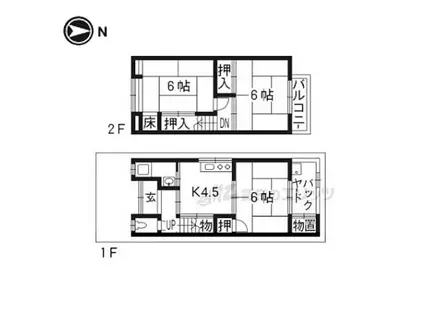 京都地下鉄東西線 石田駅(京都市営) 徒歩15分 2階建 築52年(3K)の間取り写真