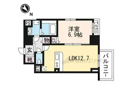 京都地下鉄東西線 東野駅(京都) 徒歩1分 9階建 築9年(1LDK/6階)の間取り写真