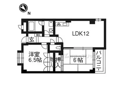 近鉄京都線 久津川駅 徒歩9分 3階建 築29年(2LDK/3階)の間取り写真