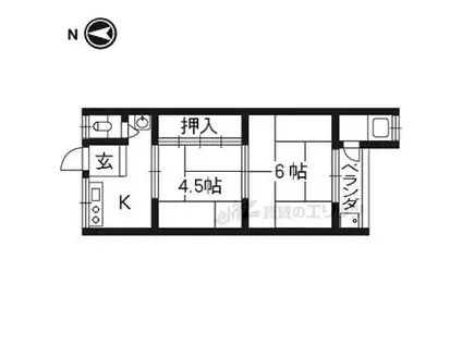 阪急京都本線 長岡天神駅 徒歩18分 2階建 築53年(2K/2階)の間取り写真