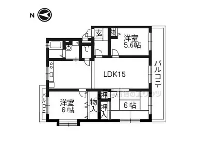 JR片町線(学研都市線) 京田辺駅 徒歩3分 3階建 築23年(3LDK/3階)の間取り写真