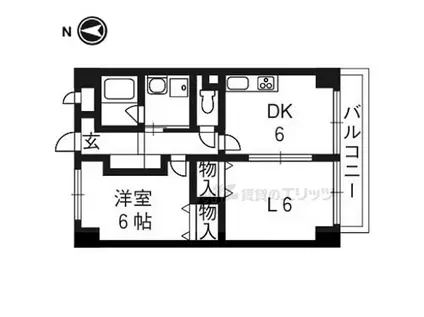 エスポワールみち(2DK/1階)の間取り写真