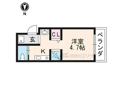 京阪本線 伏見桃山駅 徒歩7分 4階建 築38年(ワンルーム/3階)の間取り写真