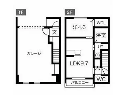 JR八高線 小宮駅 徒歩35分 2階建 築2年(1LDK/1階)の間取り写真