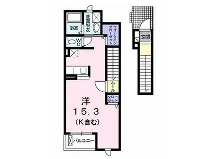 京王高尾線 狭間駅 徒歩13分 2階建 築18年(1K/2階)の間取り写真