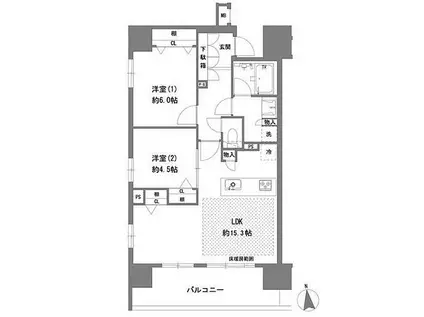 ラグゼナ八王子横山町(2LDK/2階)の間取り写真