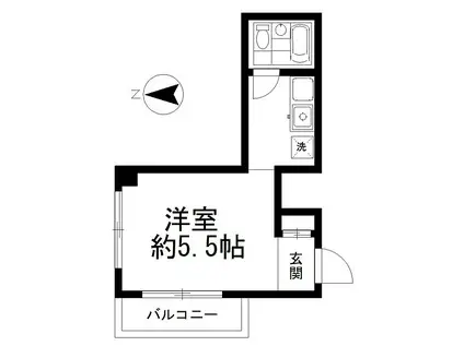JR中央線 八王子駅 徒歩8分 9階建 築35年(1K/4階)の間取り写真