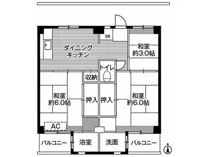 ビレッジハウス小比企7号棟(3DK/2階)の間取り写真