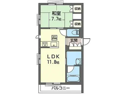 カーサ レジオ(1LDK/1階)の間取り写真