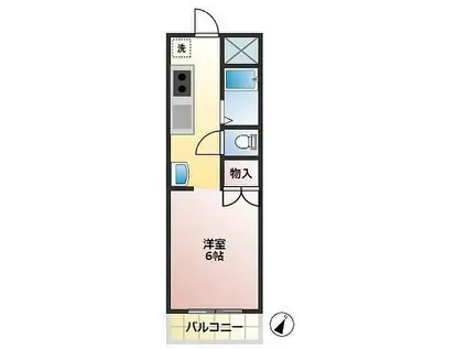 旭ピースフルハイツパート1(ワンルーム/3階)の間取り写真