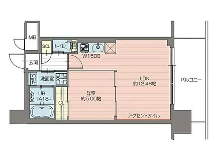 プレジオ弁天町11-15F(1LDK/15階)の間取り写真