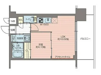 プレジオ弁天町11-15F(1LDK/15階)の間取り写真