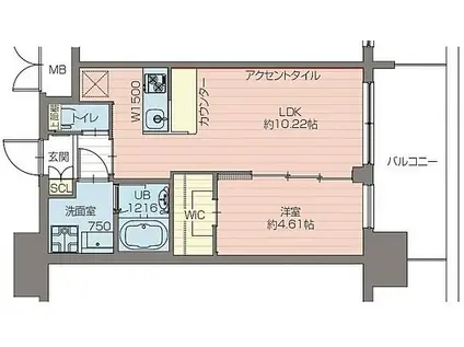 プレジオ阿波座2-8F(1LDK/2階)の間取り写真