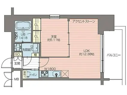 プレジオ阿波座2-8F(1LDK/2階)の間取り写真