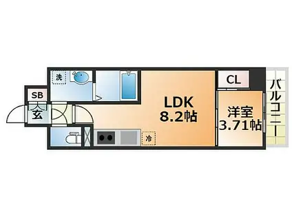 LIVIAZ KOBE LAMER(1LDK/4階)の間取り写真