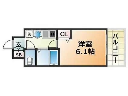 エステムコート神戸西II(1K/6階)の間取り写真