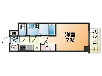 アドバンス神戸マーレ(1K/7階)の間取り写真