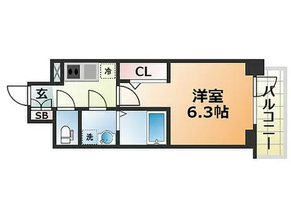 アドバンス神戸マーレ(1K/8階)の間取り写真