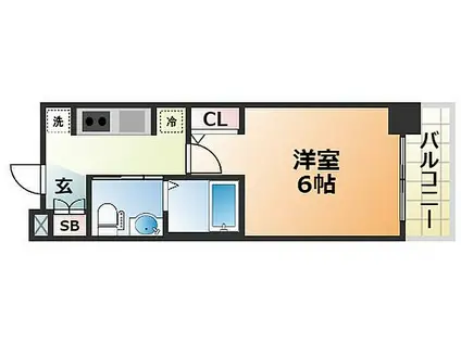 エステムプラザ神戸三宮ルクシア(1K/8階)の間取り写真