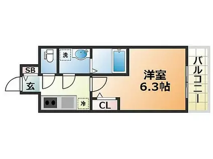エスリード神戸レジデンス(1K/11階)の間取り写真