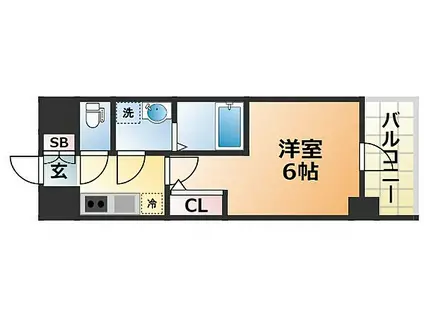 エスリード神戸レジデンス(1K/9階)の間取り写真