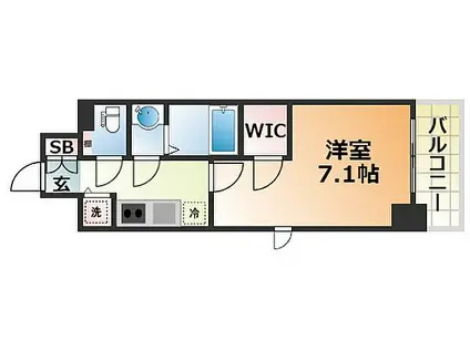 エスリード神戸三宮ラグジェ(1K/14階)の間取り写真