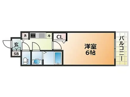 プレサンス神戸ティアラ(1K/6階)の間取り写真