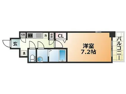 W-STYLE神戸II(1K/9階)の間取り写真